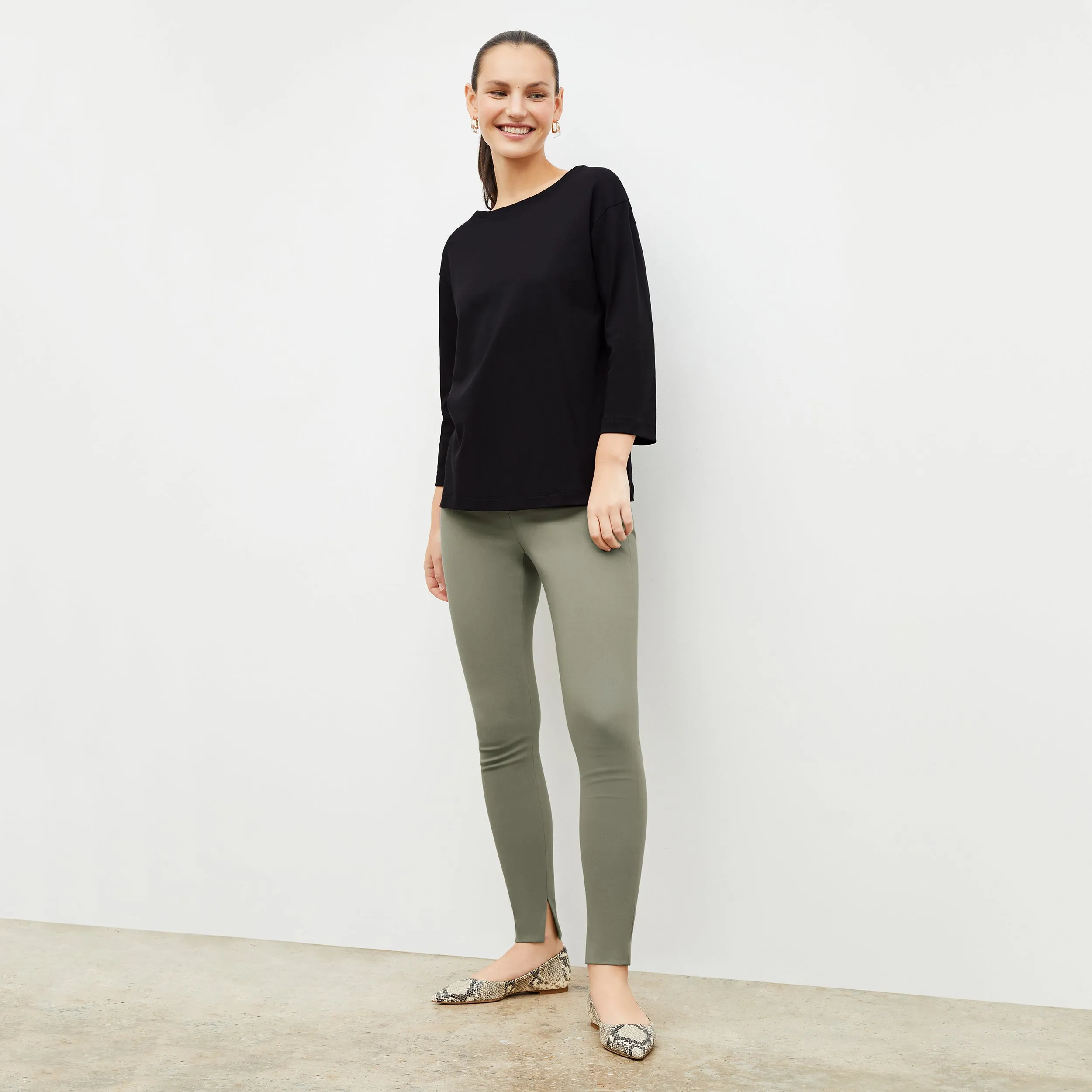 Skinny Foster Pant - PowerStretch :: Thyme Eco Conscious Material Airflow Weave Pattern