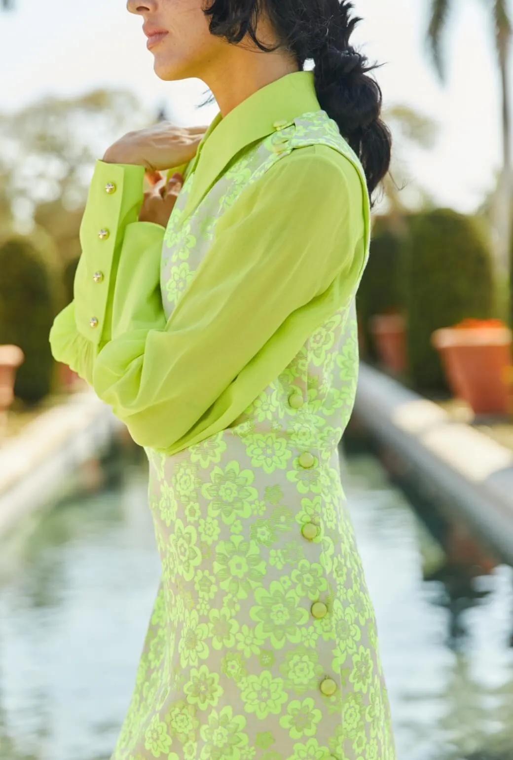 Formal Wear Skipper  Blouse - Lemon Brightline