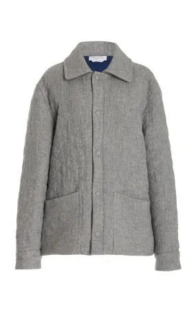 Skye Paddock Jacket in Light Grey Melange Cashmere Linen Ventilated Back