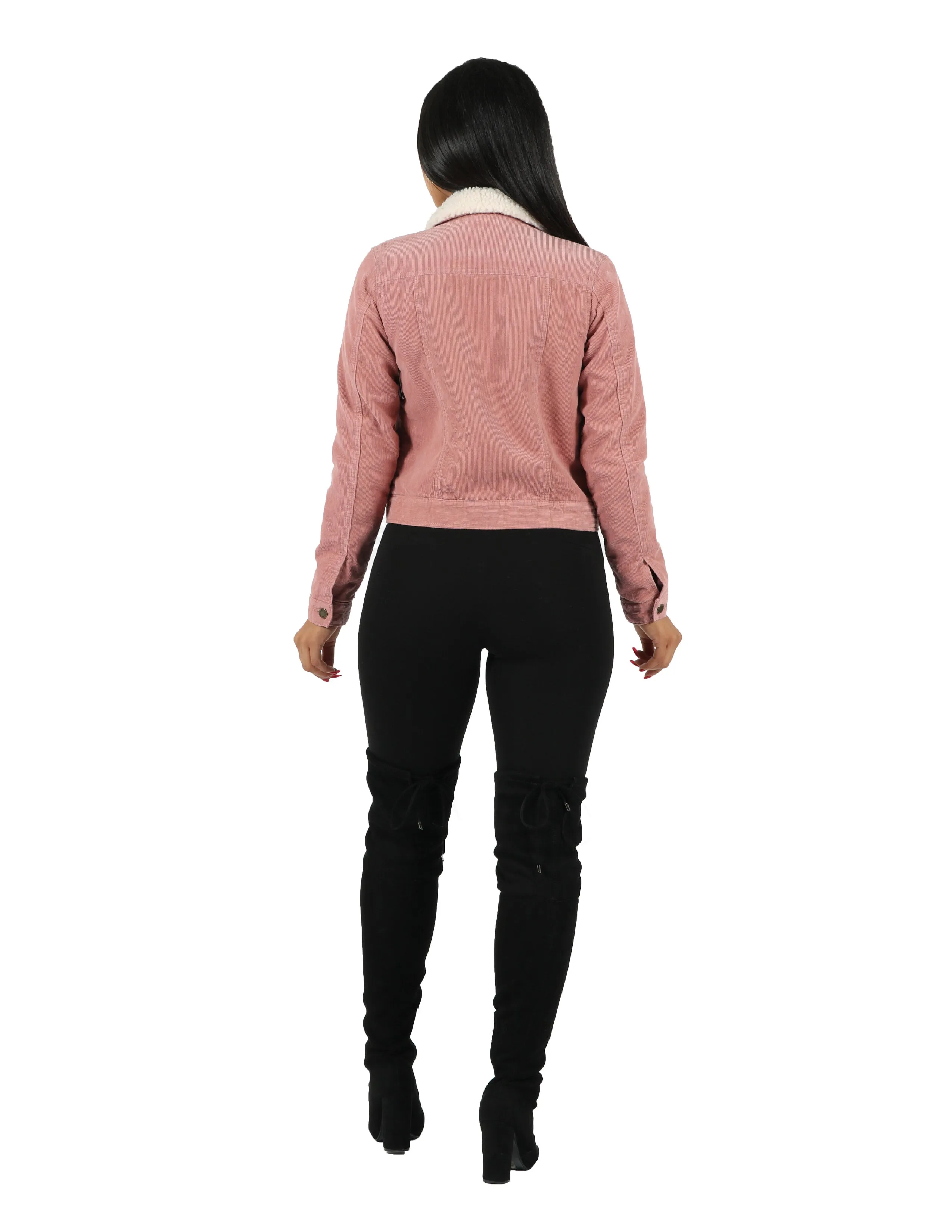 Corduroy Jacket with Sherpa Lining Notch Lapel