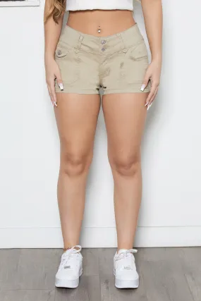 Multi-way wear 2 Button Short with Pork Chop and Flap Back Pockets