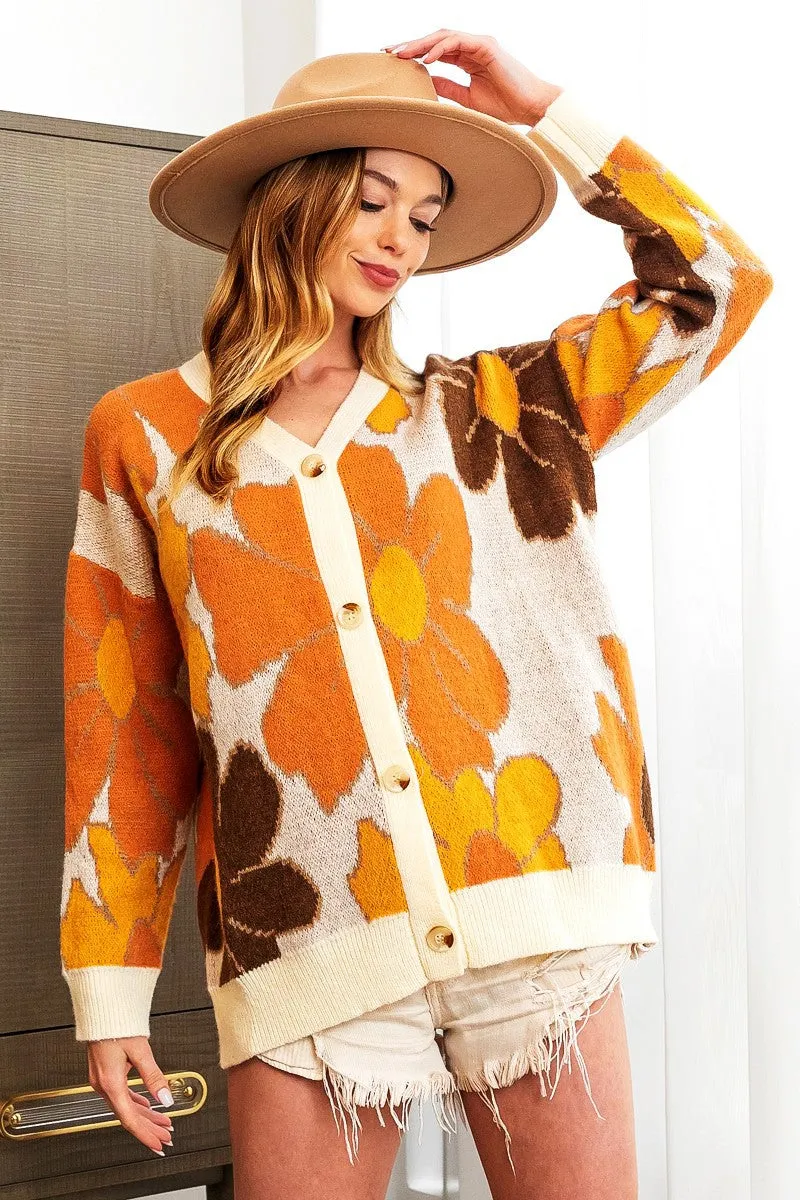 IP8447J-02 | FLOWER PATTERN V-NECK SWEATER CARDIGAN PFC Free Waterproofing FoldableStructure