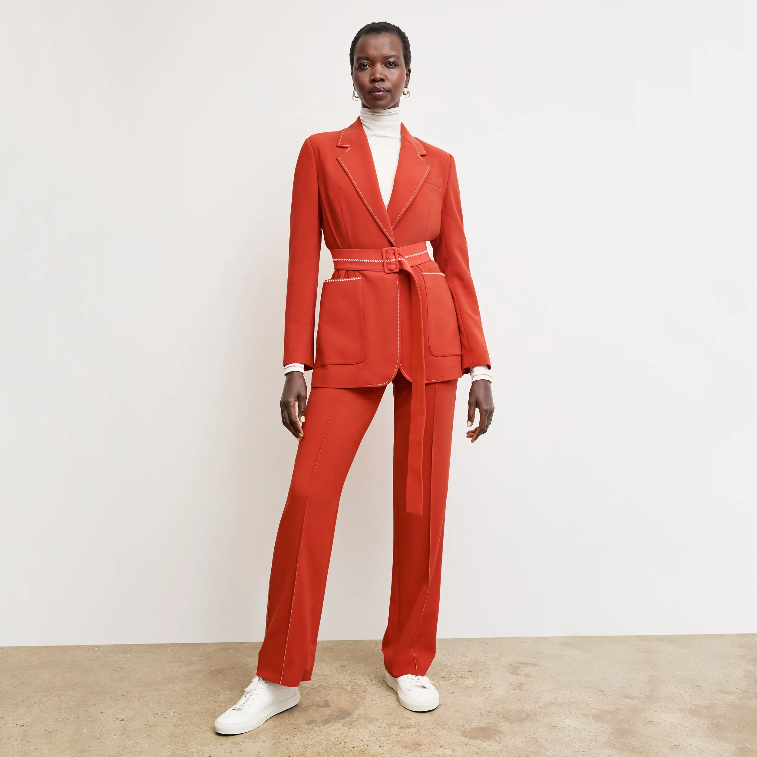 Athena Jetset Blazer - Everyday Crepe with Topstitch :: Ginger UltraLightweight Odor Neutralizing Technology