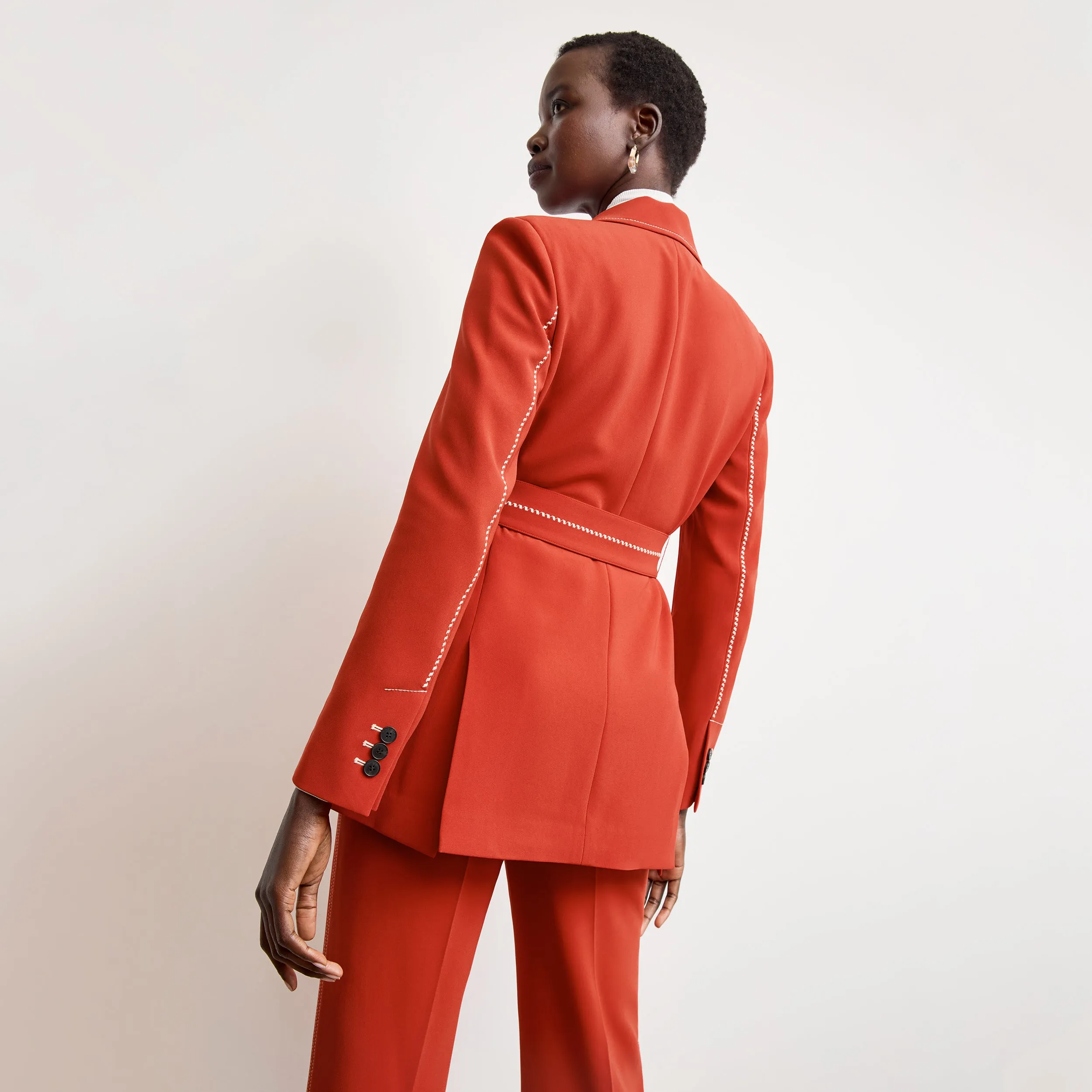 Athena Jetset Blazer - Everyday Crepe with Topstitch :: Ginger Microfiber Technology Light Deflection Fabric