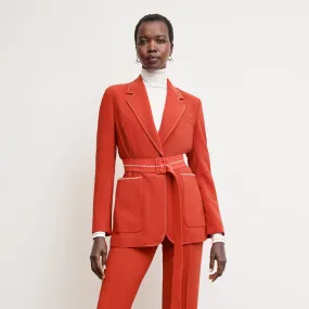 RelaxedSilhouette YarnDyedQuality Athena Jetset Blazer - Everyday Crepe with Topstitch :: Ginger