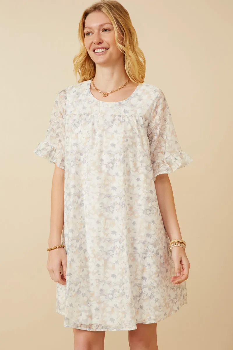 Timeless-Classic Light Floral Tulip Sleeve Dress