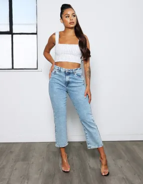 Bet On Her Crop Straight Denim Jeans All Round Fit Night Out Everyday Holiday Vibes