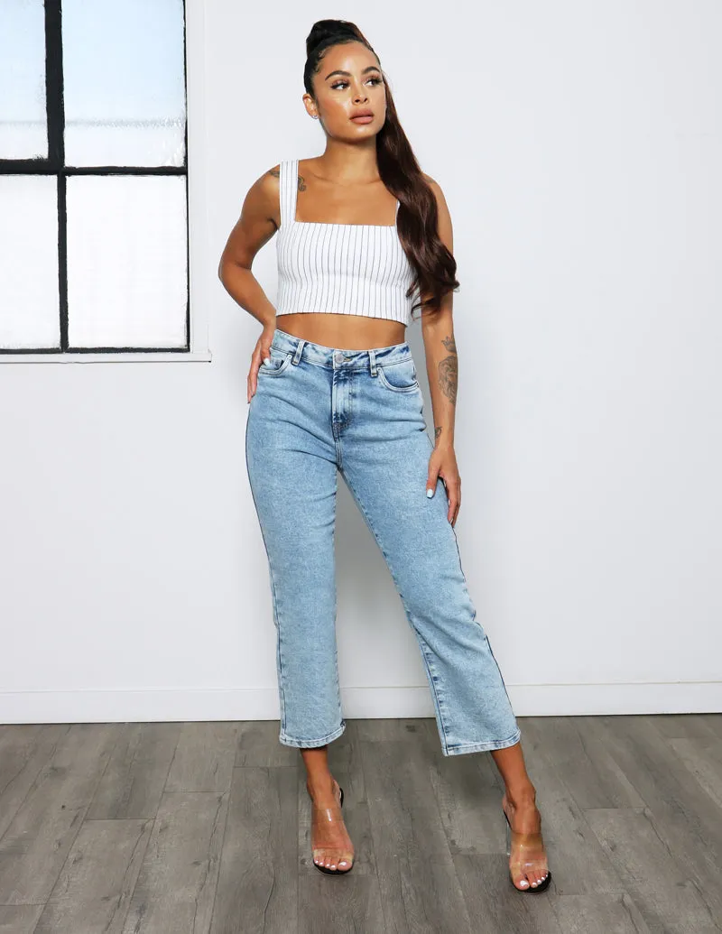 Bet On Her Crop Straight Denim Jeans All Round Fit Night Out Everyday Holiday Vibes