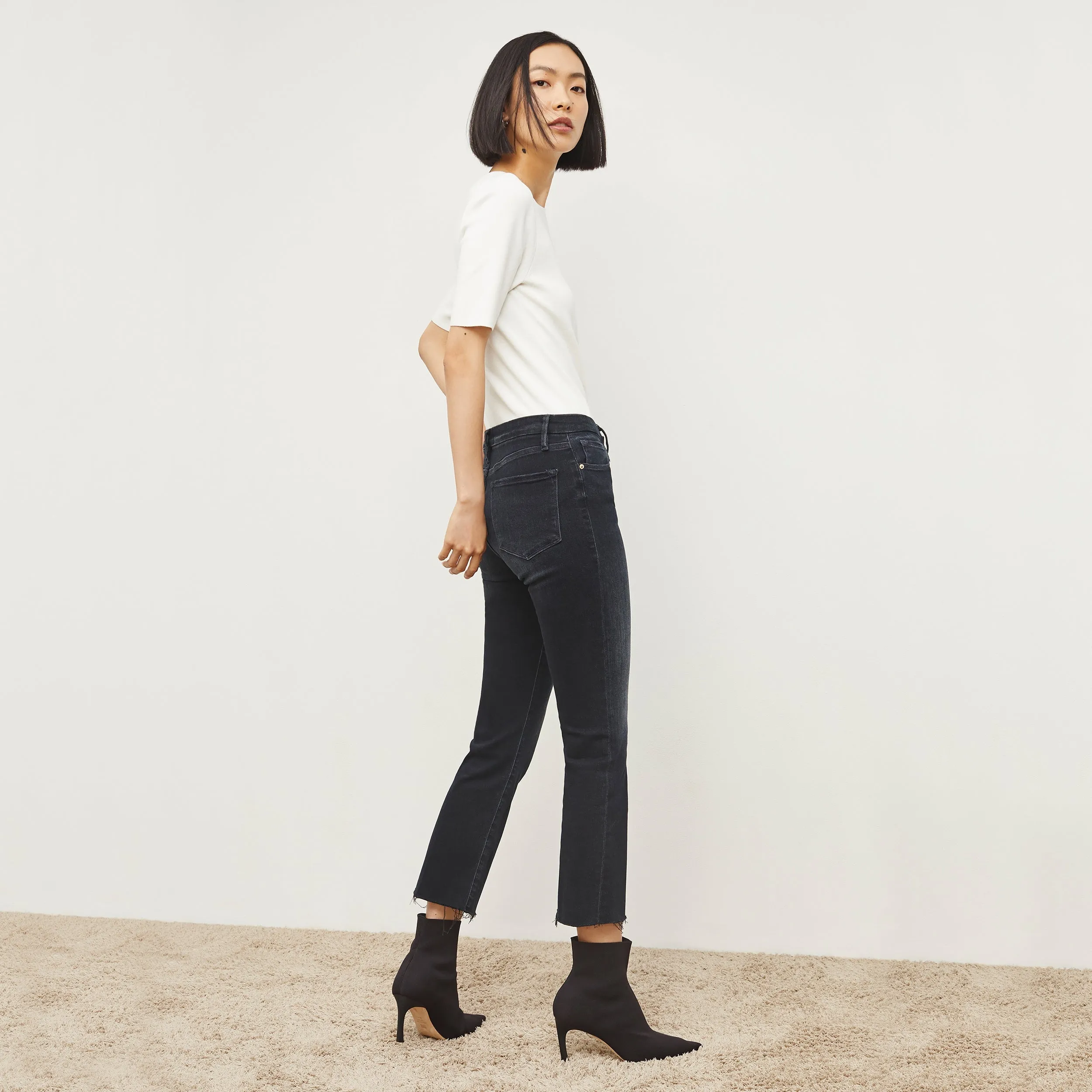 Frame Denim Le Crop Slim Bootcut Raw Edge Jean :: Marcella SeamFreeShoulder