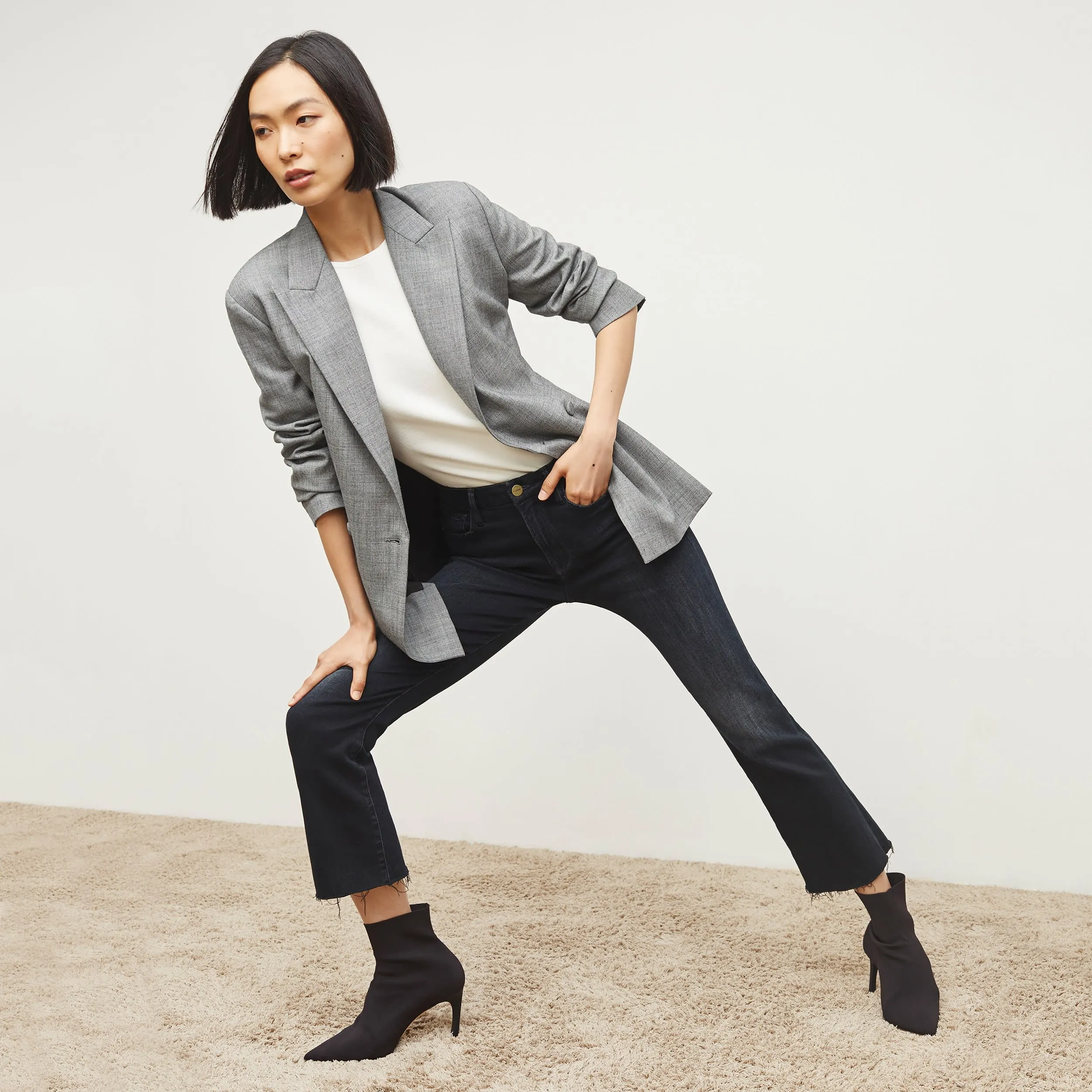 Self Fabric Tie Frame Denim Le Crop Slim Bootcut Raw Edge Jean :: Marcella