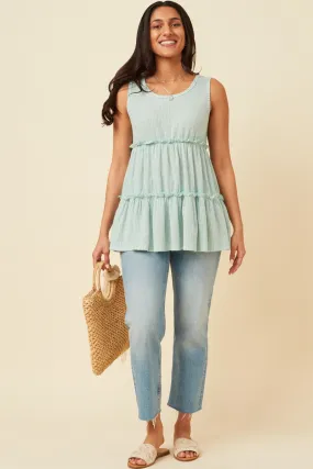 Textured Knit Babydoll Tank Relaxed Sweatshirt