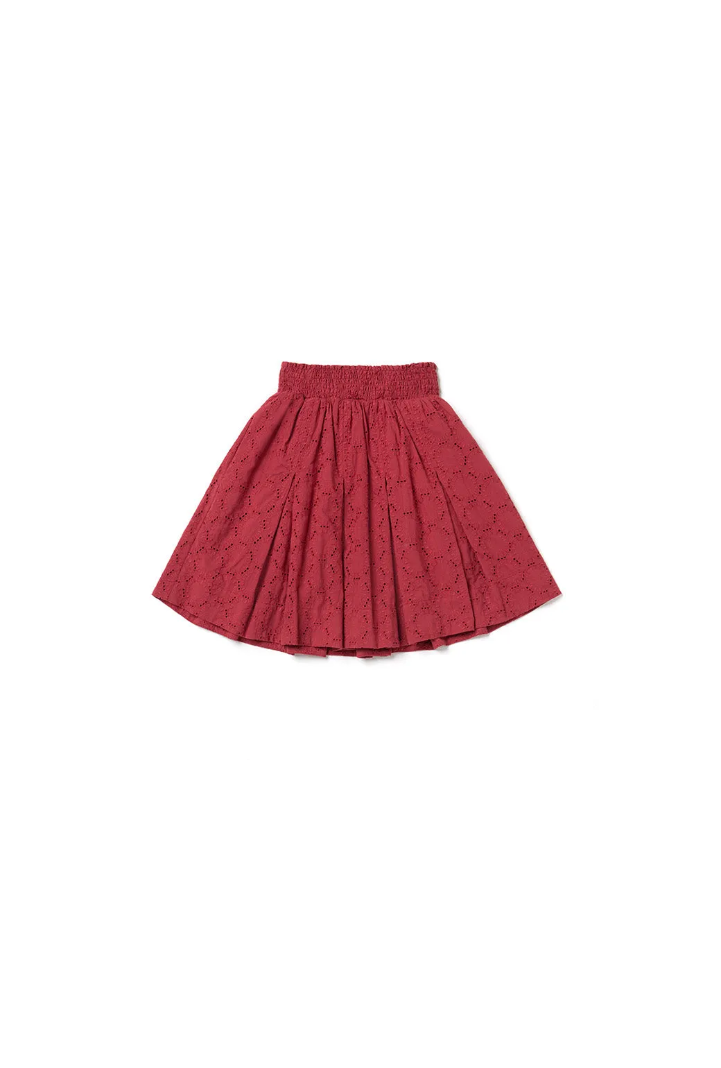 High Quality Material SAMPLE - Smocked MINI Skirt - Crimson Eyelet