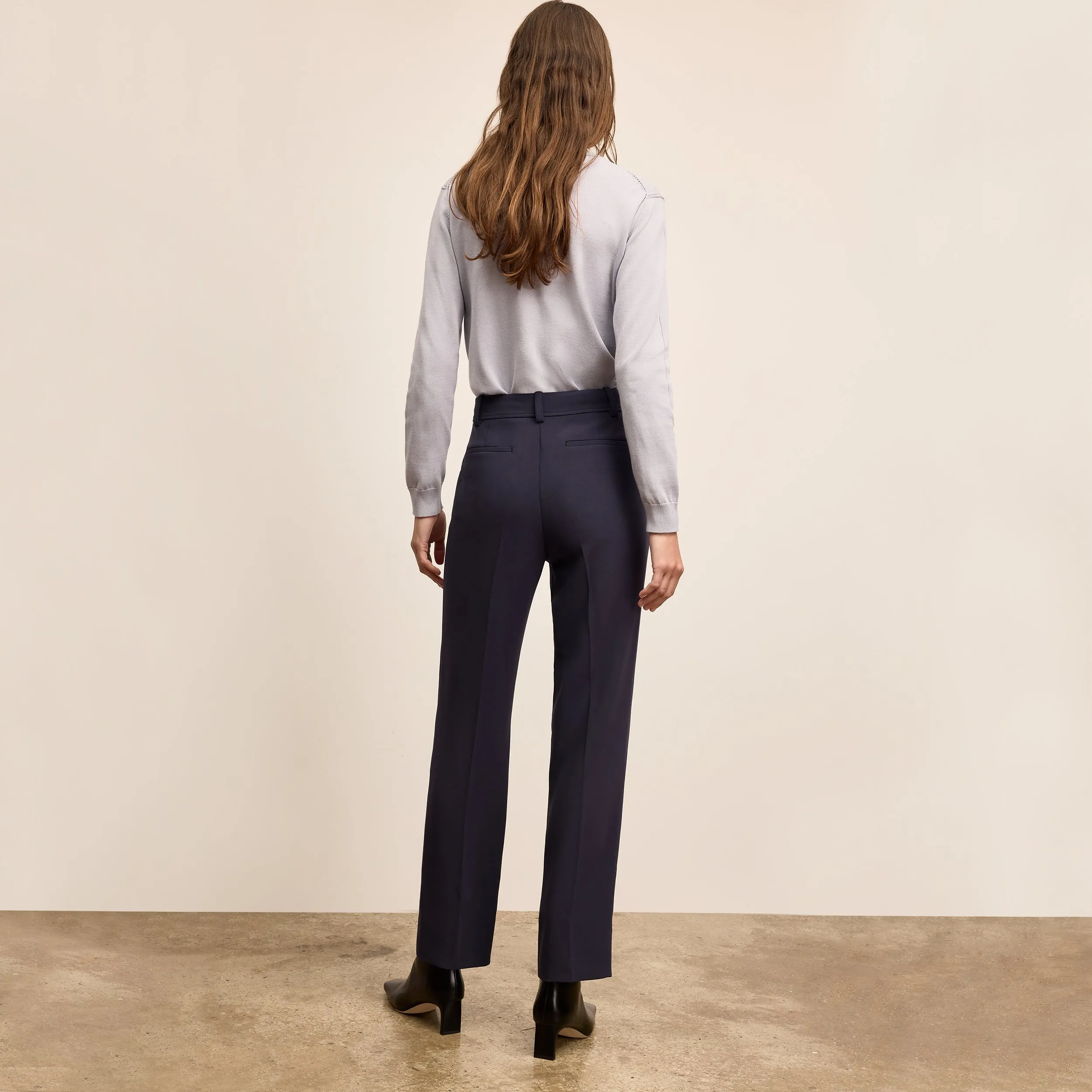 CarbonNeutral Production Smith Straight Trouser - Everyday Crepe with Topstitch :: Oxford