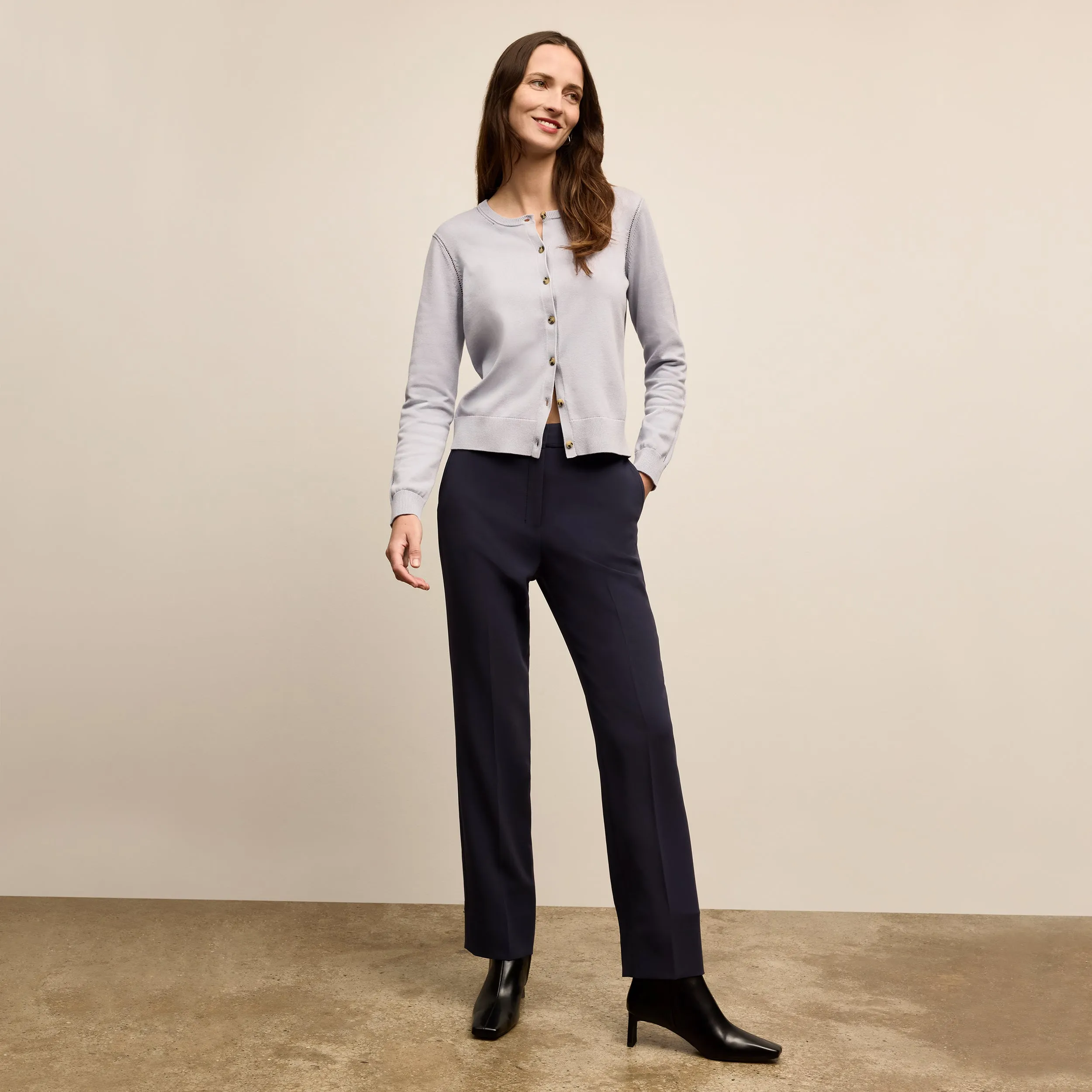 Smith Straight Trouser - Everyday Crepe with Topstitch :: Oxford Versatile Design