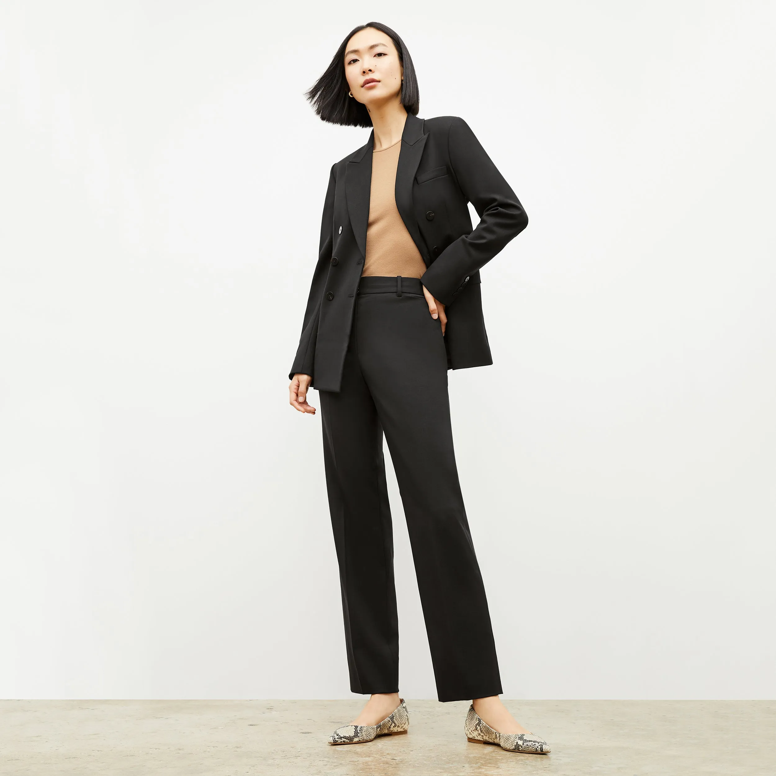 Smith Straight Trouser - Washable Wool Twill :: Black Yarn Dye Stripe