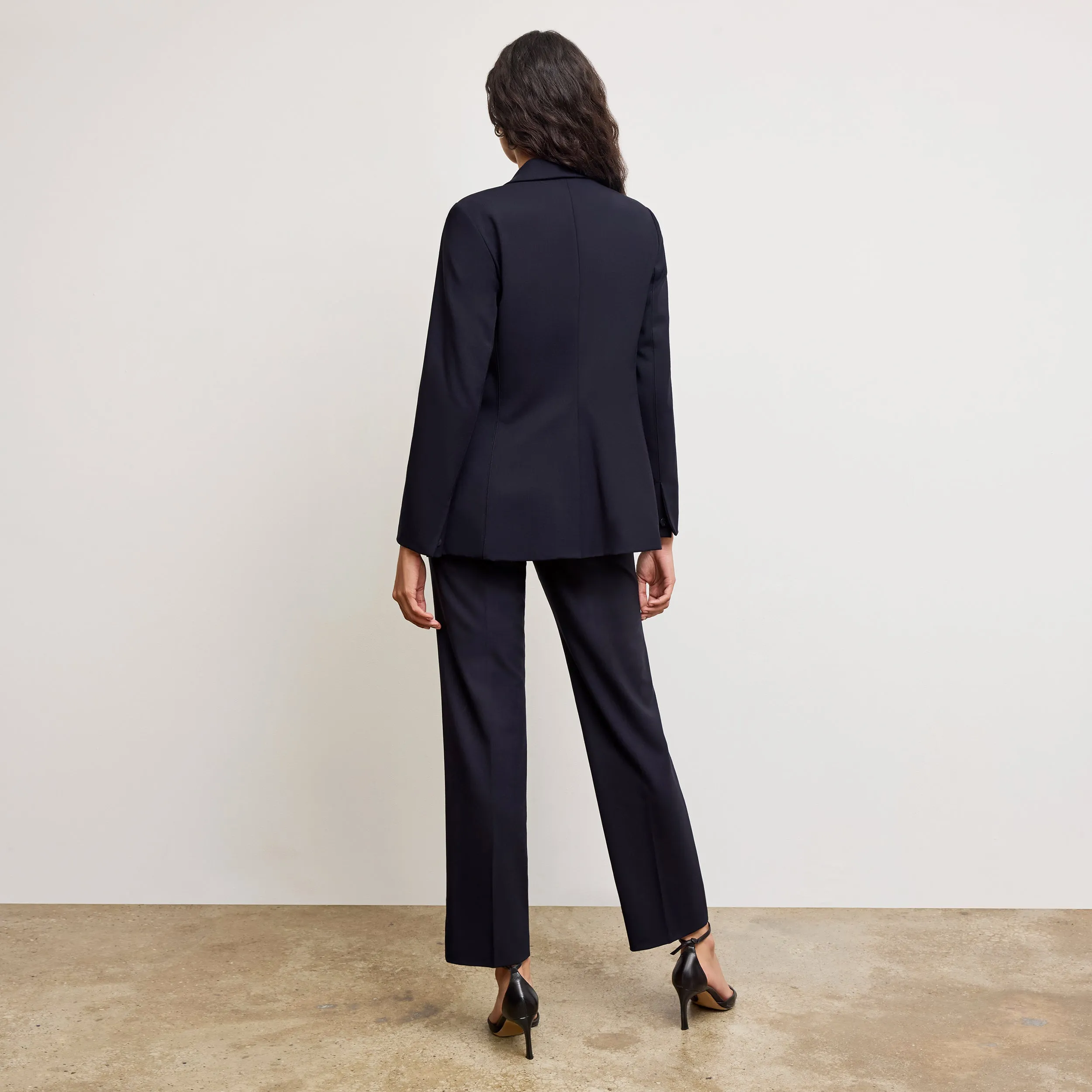 Organic Cotton Blend Smith Straight Trouser - Washable Wool Twill :: Dark Navy