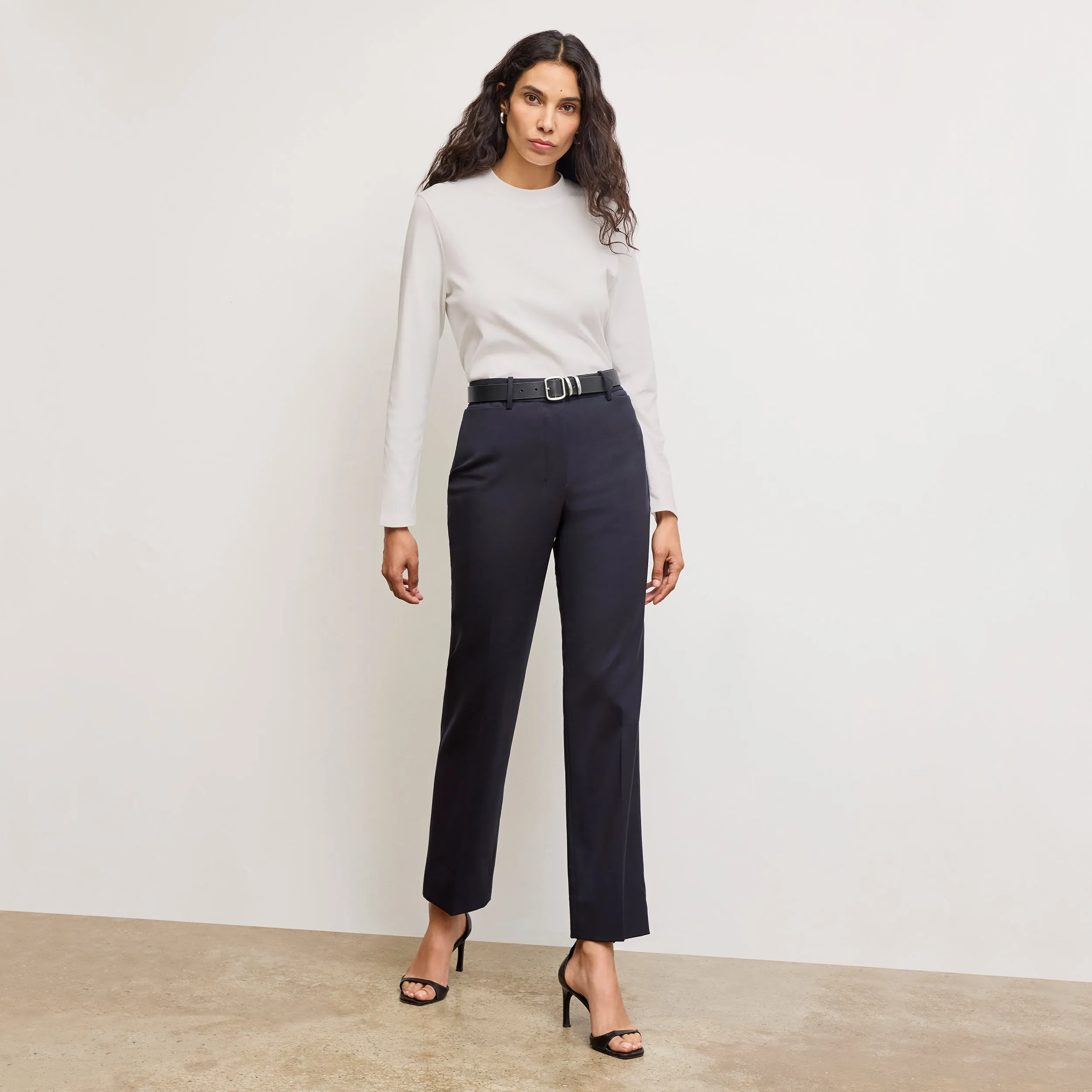 Smith Straight Trouser - Washable Wool Twill :: Dark Navy Adjustable Collar System