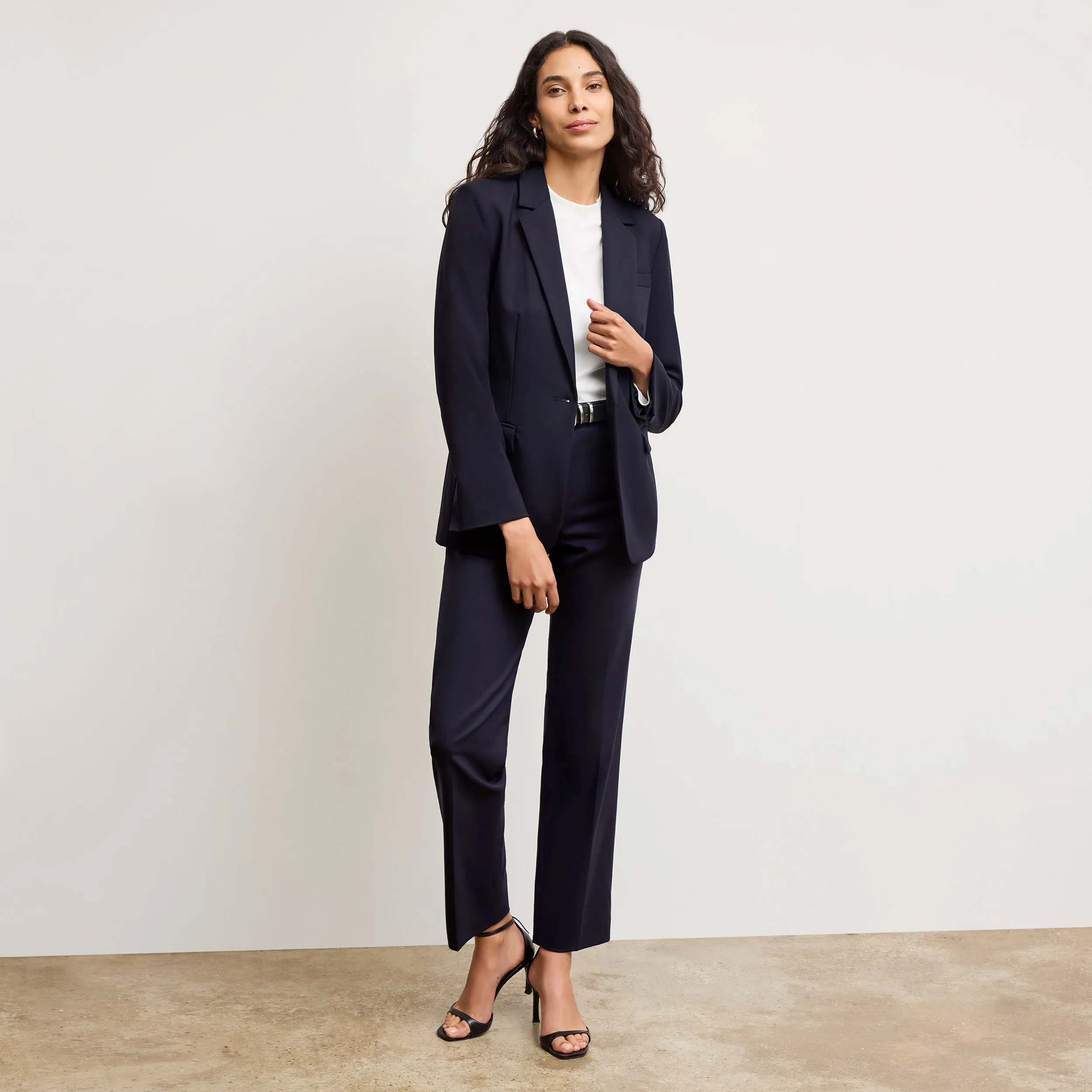 Smith Straight Trouser - Washable Wool Twill :: Dark Navy Flexible Hemline