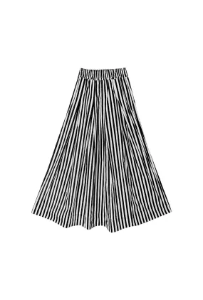 Seamless Technology Smocked Waist Maxi Skirt - Black and White Stripe