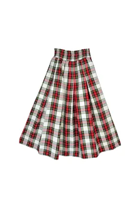 HighRiseWaistband Stay Flexible Smocked Waist MIDI Skirt - Dress Stewart Plaid
