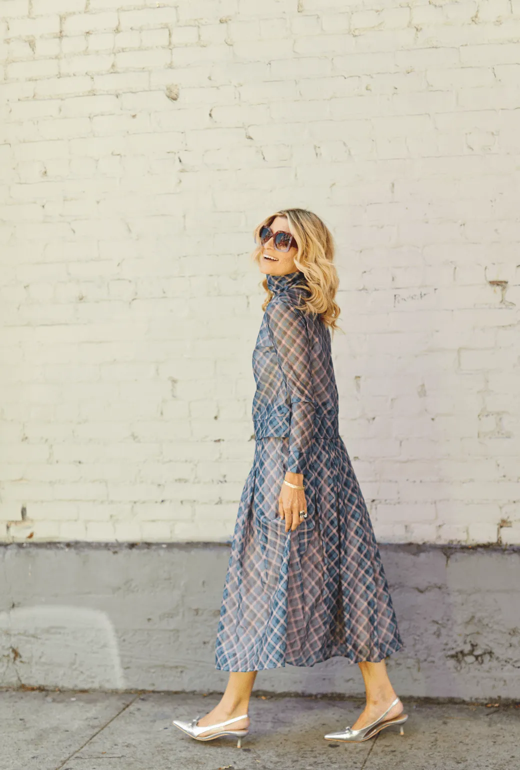 Smocked Waist MIDI Skirt - Sheer Plaid Core Essential