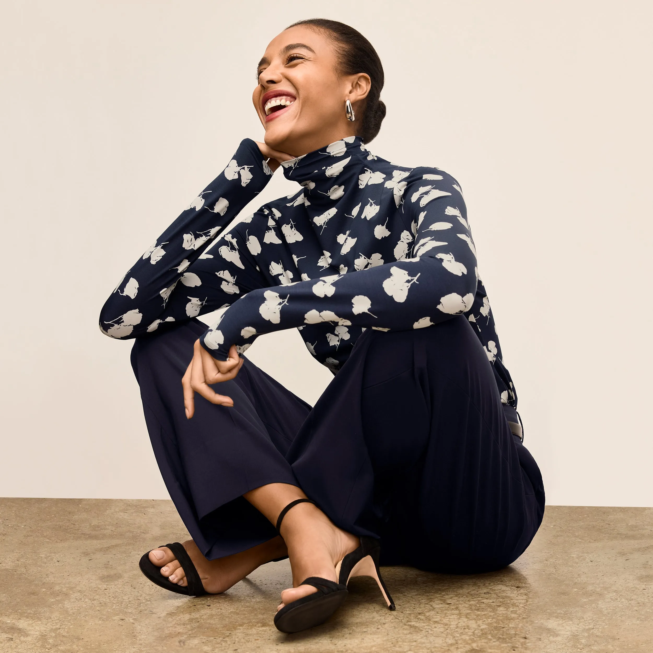 Soft Touch Feel Axam Turtleneck - Printed Jersey :: Petal Print