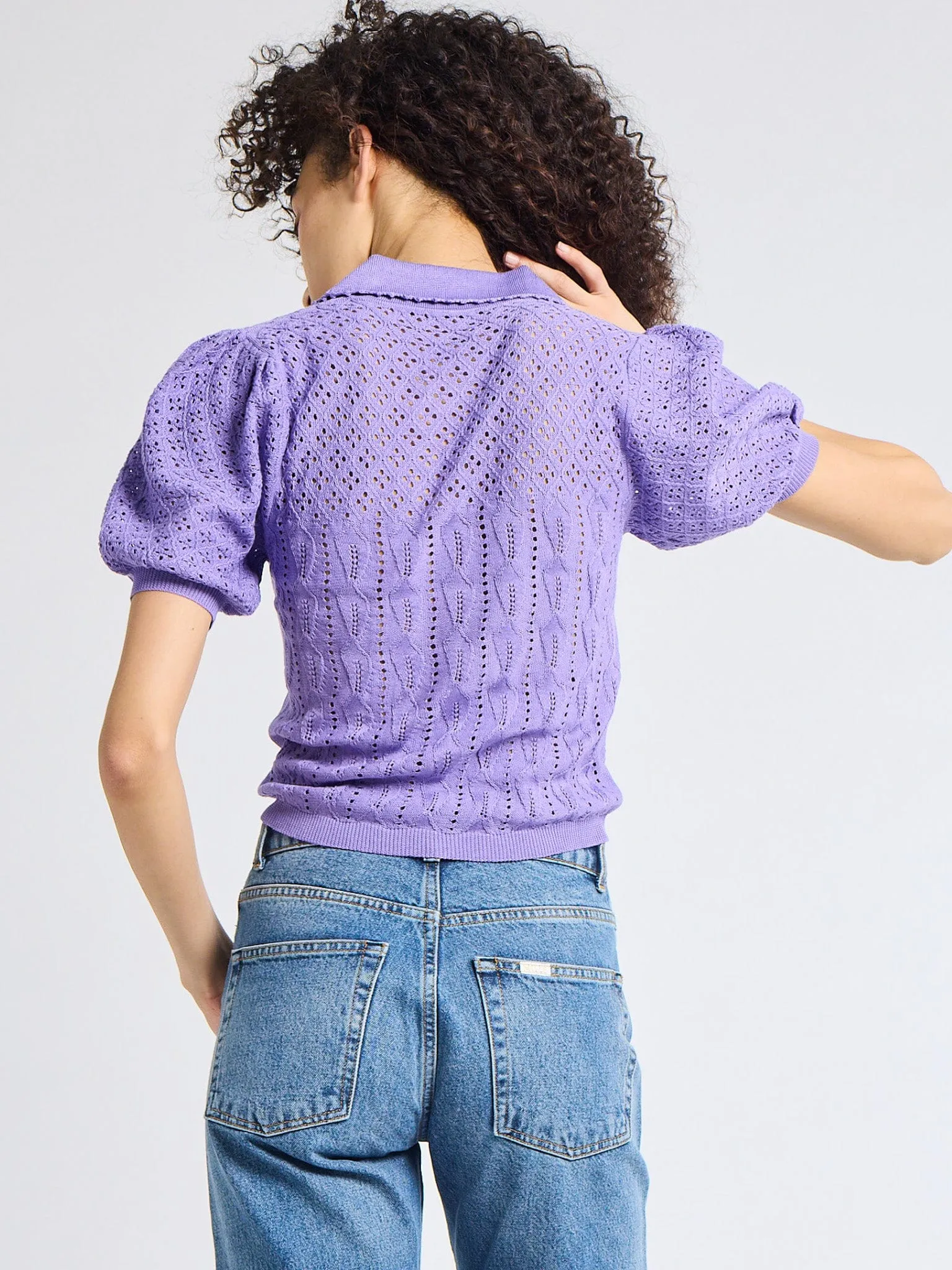 Temperature Regulating Textile AntiStatic Material Nina Henley in Periwinkle