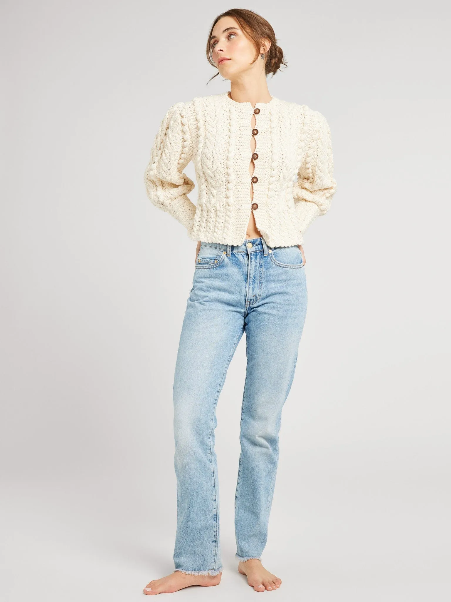 Allegra Cardigan in Ivory Fun Design