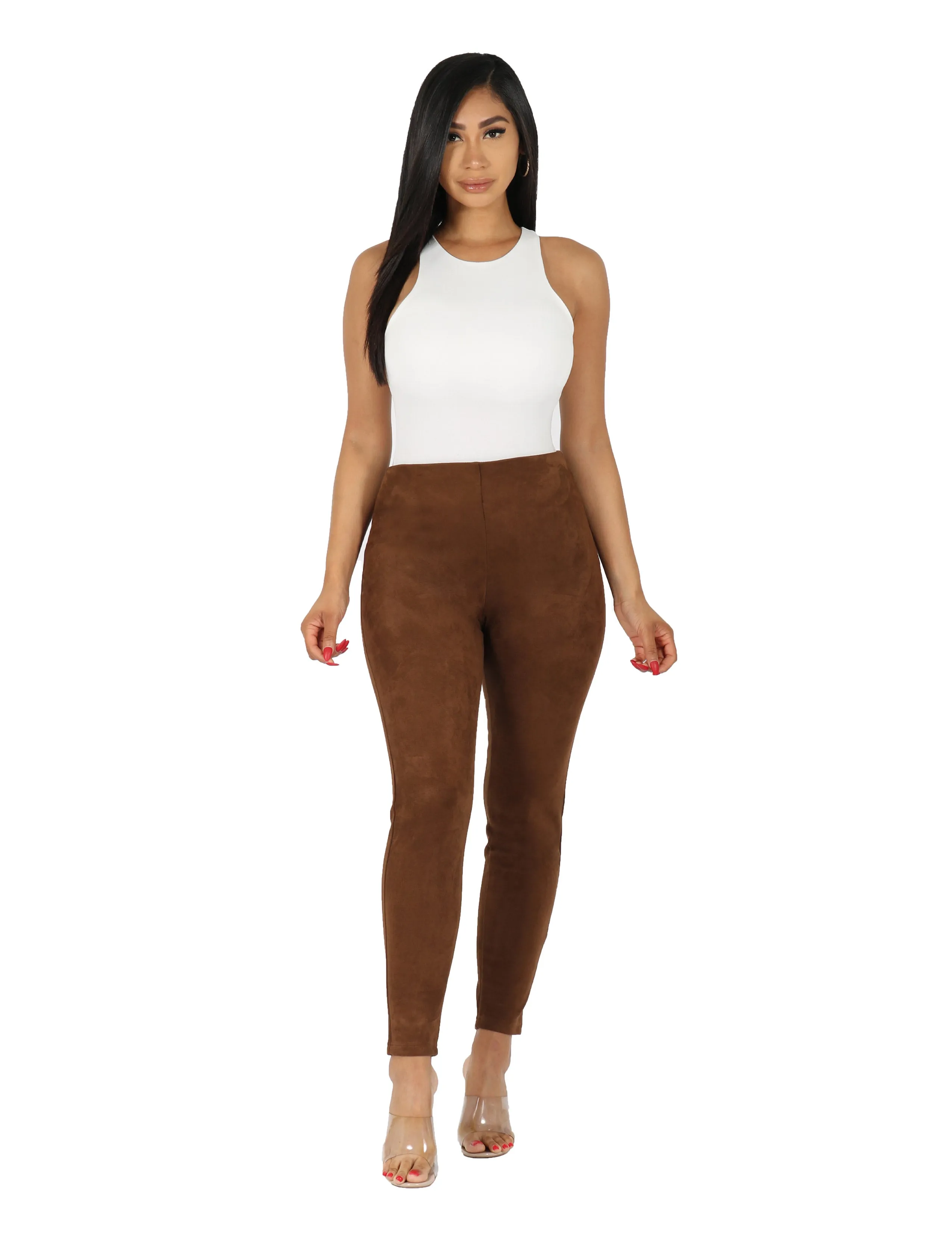 Breathable Comfort High Rise Bonded Suede Skinny Pant