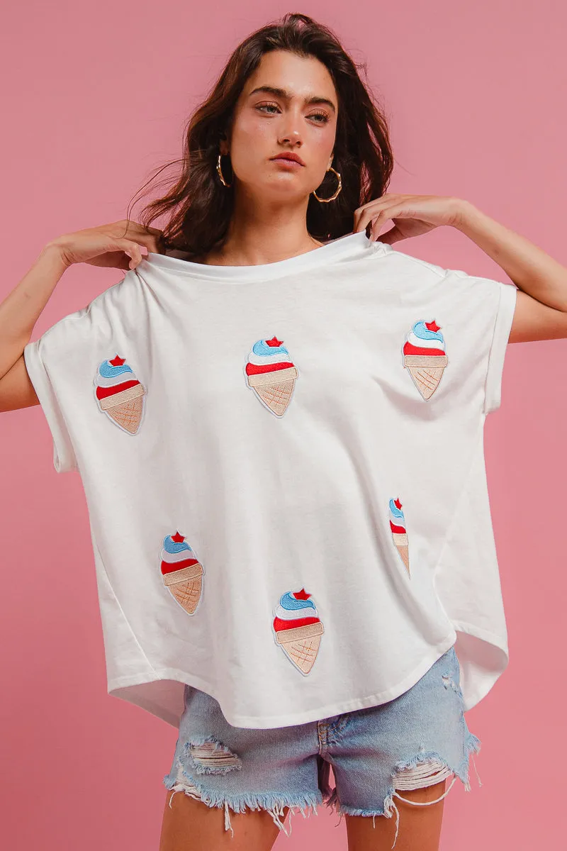 Modern Functional Design Sustainable Material IP8188S-55 | SOLID TERRY WITH FOURTH OF JULY THEME PATCHED TOP