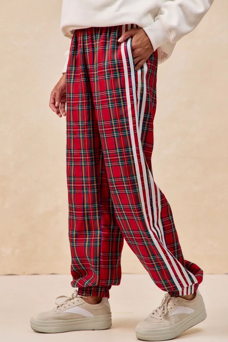 IB1741G-04P | SIDE LINES CHRISTMAS PLAID TRACK PANTS Layer Comfort