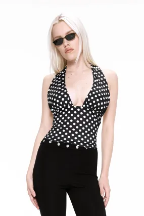 MATHILDE TOP - BLACK AND WHITE POLKA DOT Slim Fit Shirt DurableDoubleLayeredHem
