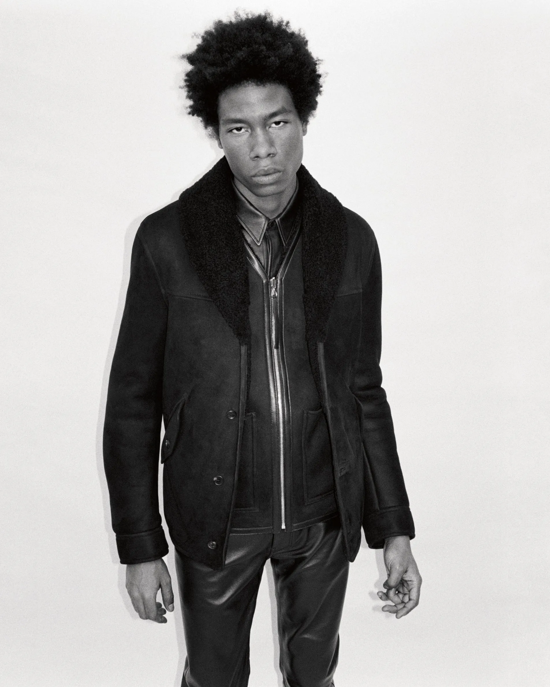 Quilted Pattern Snowdon Reversible Vest in Black Shearling