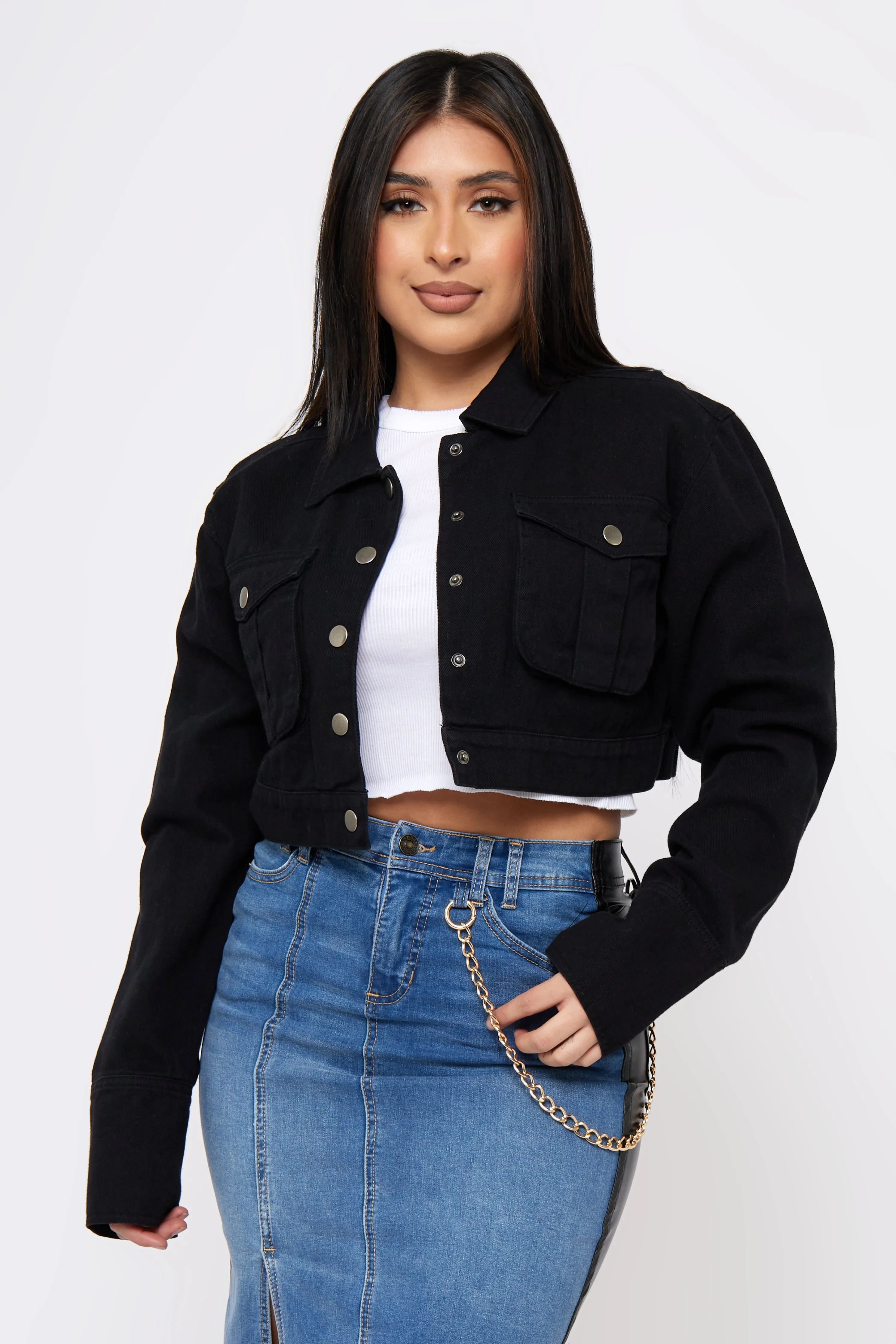 So Sassy Cropped Pocket Jacket Snag Free Knit