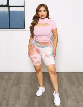 Reflective details Anti Pilling So Soft Tie Dye Basic Bike Shorts