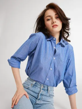 Layered Neckline Sofia Top in Harbor Stripe