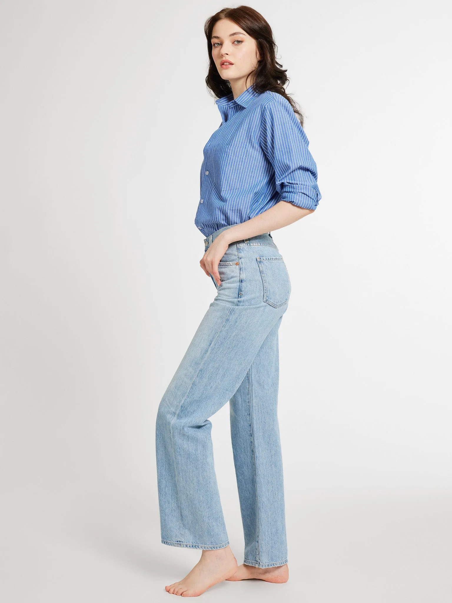 Sofia Top in Harbor Stripe Flexible Knit Fabric