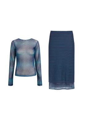 LONG SLEEVE TEE   MARIA SKIRT - WARPED DOT COBALT Wear Resistant Edge All Day Comfort