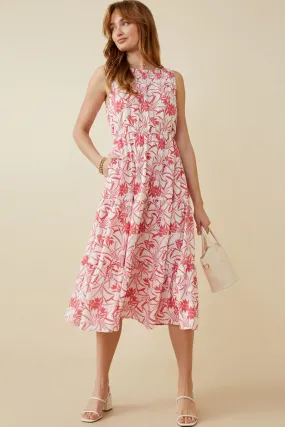 Pure Motion Tropical Floral Smocked Yoke Dress