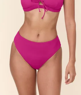 The 90s High Waist Bikini Bottom - Eco Nylon - Fuchsia Waterfront Leisure UPF 50  Coating