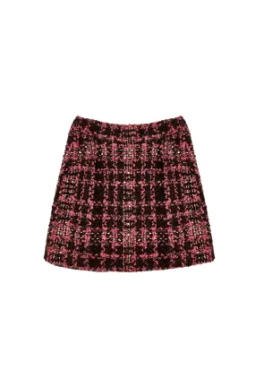 Double Stitched SAMPLE - Maggie Mini Skirt - Chocolate Tweed