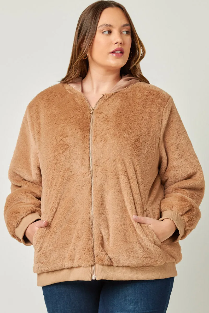 Low Bulk High Warmth Soft Fleece Hooded Zip Up Jacket