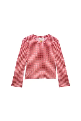 Eco Friendly Dye BiodegradableFabric Buru x Val Crew Neck Tee - Red & White Checkerboard