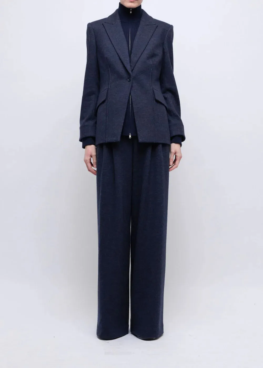 SIMKHAI AUDEN KNIT COMBO BLAZER ZipperedPockets