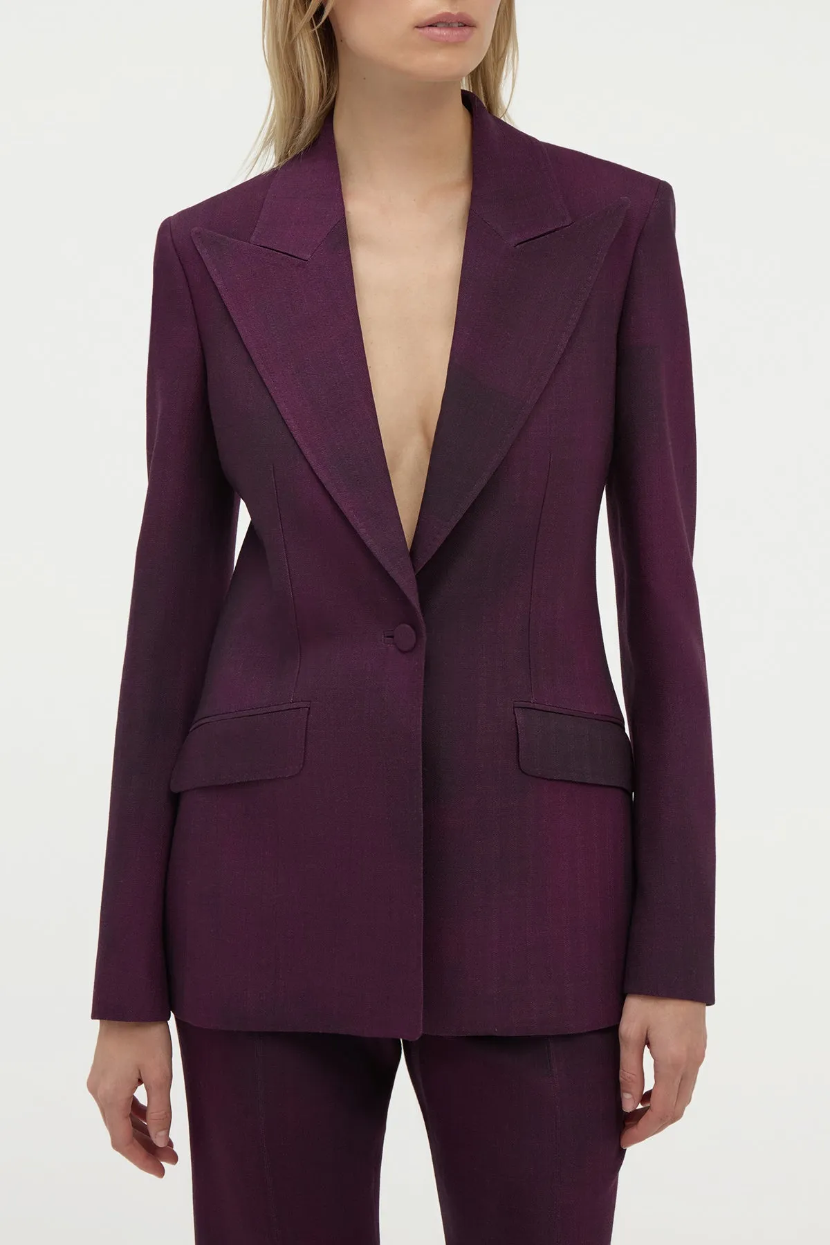 Bonded Seam Durability Leiva Blazer in Bordeaux Virgin Wool