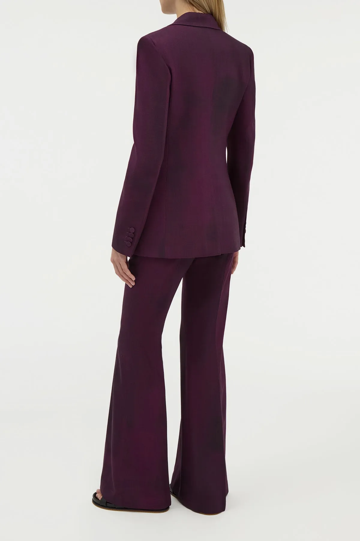High Thread Count Cotton ErgonomicShape Leiva Blazer in Bordeaux Virgin Wool