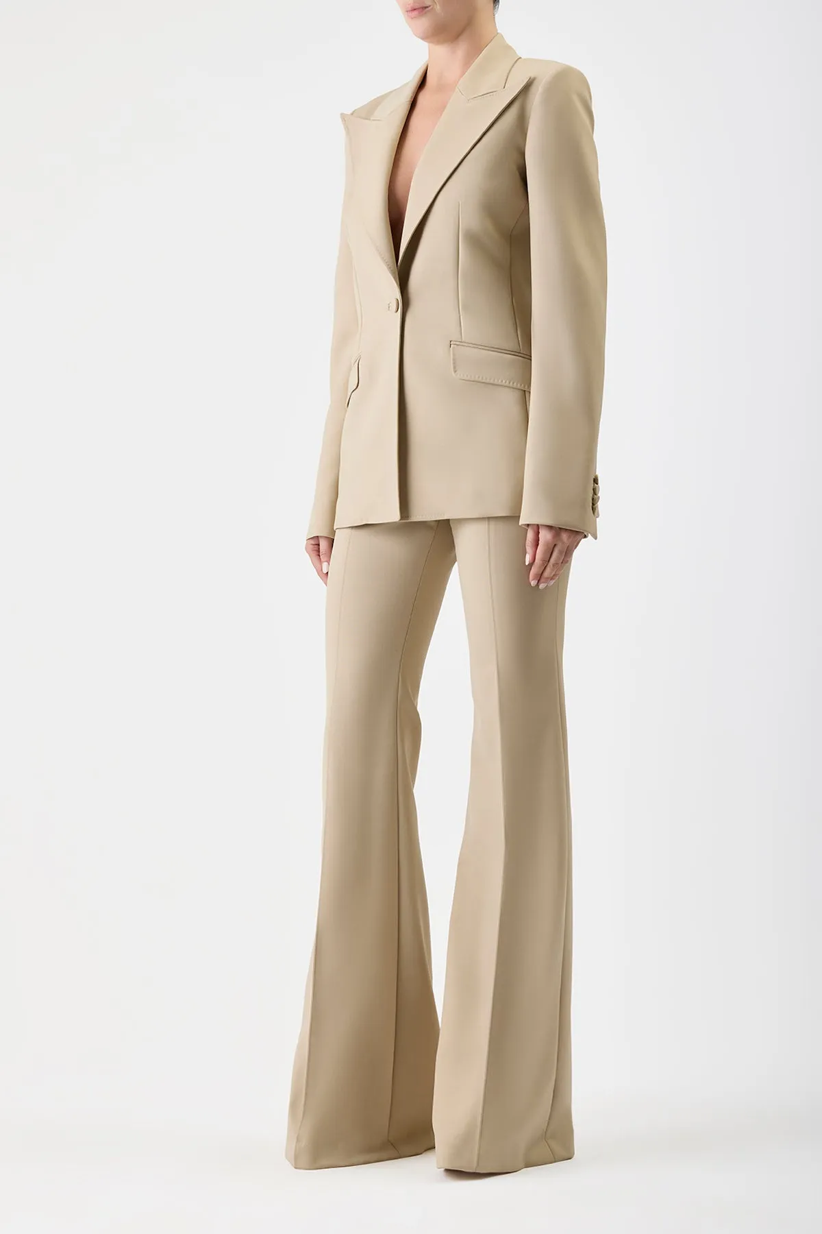 Contrast Stitch Rhein Pant in Khaki Sportswear Wool