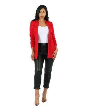 Solid Knit Crepe Blazer Reinforced Elbow Padding