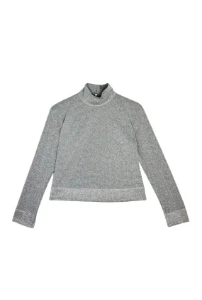 Temperature Regulating Textile Sparkle Turtleneck Long Sleeve - Silver