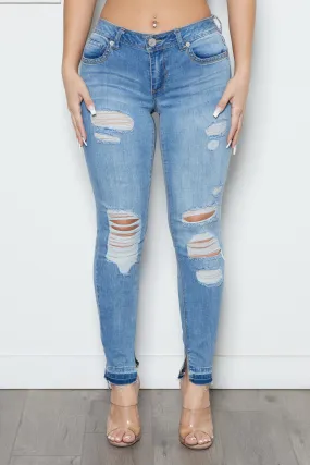 HighDensityWeave Split Hem Women's Skinny Jean